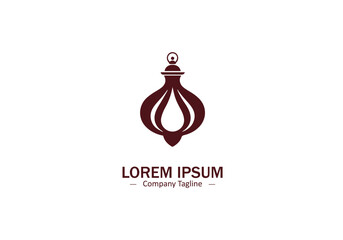 Islamic lantern lamp logo vector brown icon on white background