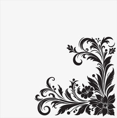 Floral Corner Art silhouette vector on a white background