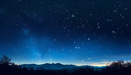 Amazing starry sky at night, banner design