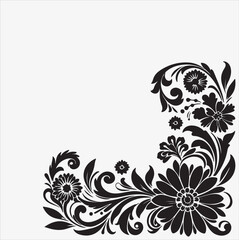 Floral Corner Art silhouette vector on a white background