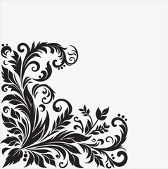 Floral Corner Art silhouette vector on a white background
