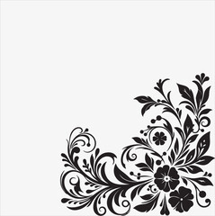 Floral Corner Art silhouette vector on a white background