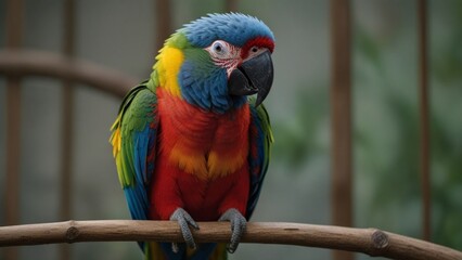 Obraz premium Colorful Parrot Perched on Branch