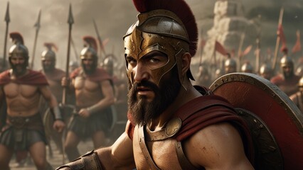 Spartan Warrior Leading Charge