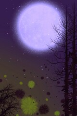 night sky with moon and stars