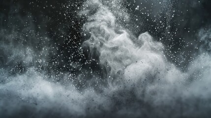 White explosive powder on a gray-black background