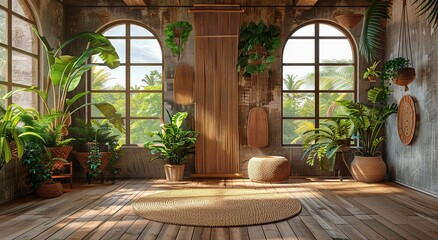 Fototapeta premium Zen and Tranquil Interior Spaces Serene Ambiance and Calm Retreats