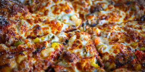 Chicago Style Pizza  with everything. close-up