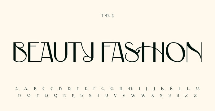 Beauty fashion font, elegant feminine alphabet, naive refined letters with tail for sophisticated headline, wedding card, exquisite logo, restaurant menu lettering, art nouveau style. Vector typeset