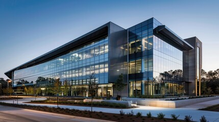Fototapeta premium Architectural masterpiece of a corporate headquarters blending form and function