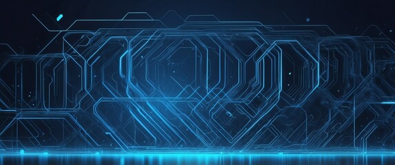 Naklejka premium blue theme artificial intellifence abstract concept banner background illustration