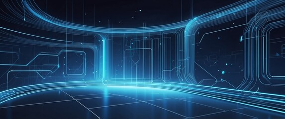 blue theme artificial intellifence abstract concept banner background illustration