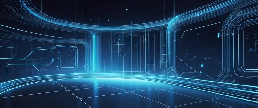 blue theme artificial intellifence abstract concept banner background illustration