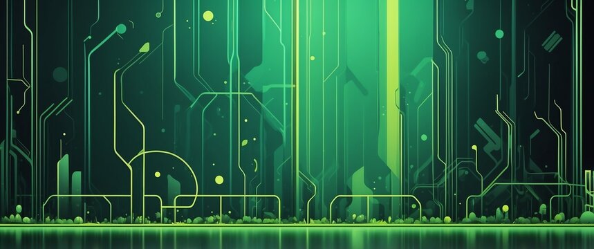 green theme artificial intellifence abstract concept banner background illustration