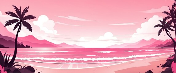 pink theme beach abstract concept banner background illustration