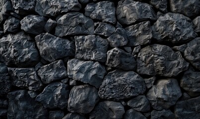 Basalt stone wall, charcoal gray background