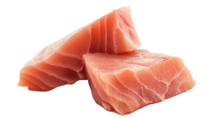 tuna fish meat isolated on transparent background, raw meat cut out 