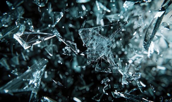 Close-up of shattered glass texture