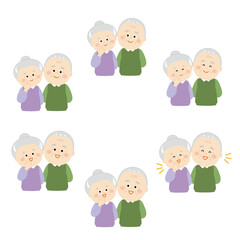 おしどり夫婦のイラストセット