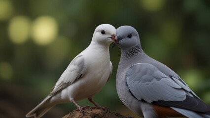 Fototapeta premium White and Gray Birds Perched Together