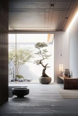 Fototapeta premium Zen and Tranquil Interior Spaces Serene Ambiance and Calm Retreats