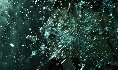 Naklejka premium Detailed image of glass shattering