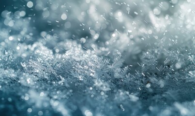 Detailed image of snow scattering, icy crystals closeup