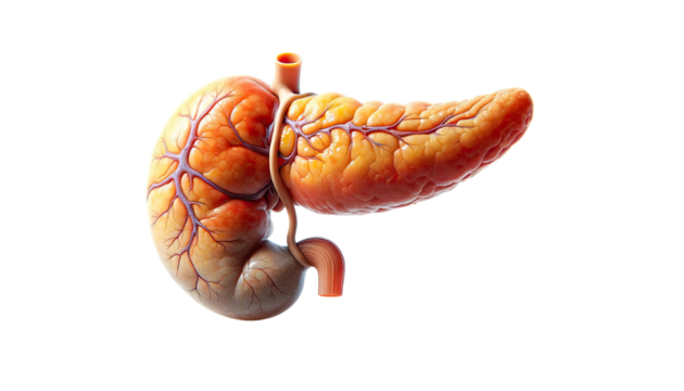 human Pancreas Anatomy cut out transparent isolated on white background PNG file