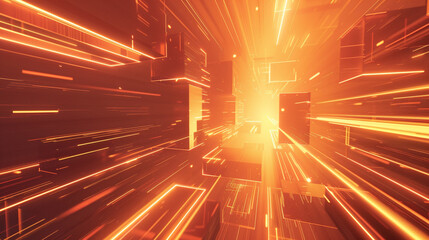 Orange and Tangerine glowing abstract geometric lines