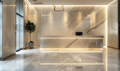 Fototapeta premium Polished marble wall, white glossy interior