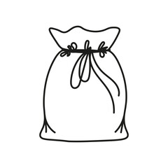 Vector canvas sack isolated on white background. Hand drawn bag.