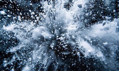 Snow explosion on black background