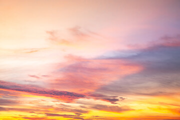 Beautiful , luxury soft gradient orange gold clouds and sunlight on the blue sky perfect for the background, take in everning,Twilight, Large size, high definition landscape photo