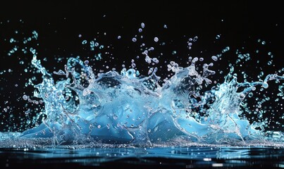 Water explosion on black background