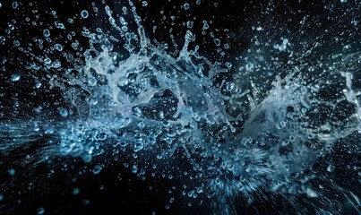 Water explosion on black background