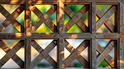 Wooden lattice fence, natural wood background