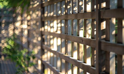 Fototapeta premium Wooden lattice fence, natural wood background