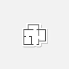 House plan icon sticker isolated on gray background