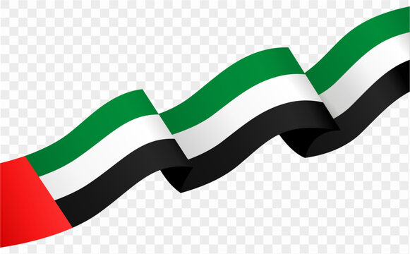 United Arab Emirates or UAE flag wave isolated on png or transparent background vector illustration. 