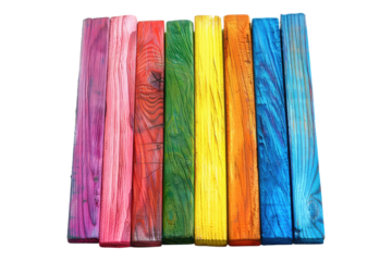 Abstract rainbow color wooden isolated on transparent back ground