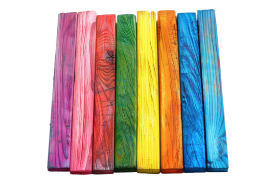 Abstract rainbow color wooden isolated on transparent back ground