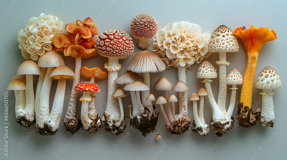 Poster a collection of different types of mushrooms