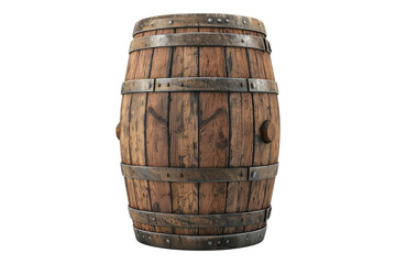 Authentic wooden barrel isolated on transparent back ground