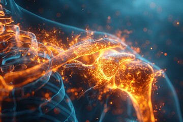 Abstract Human Skeleton in Flame, Generative AI