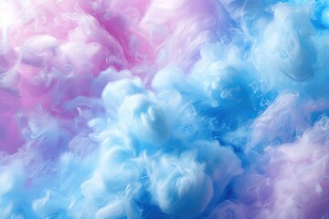 A close-up view of a colorful cloud of blue and pink dye