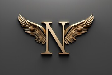 A stylized gold letter N with wings on a black background, perfect for representing luxury, elegance and sophistication