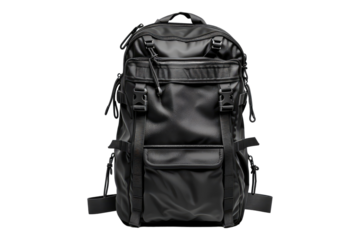Black sport bag isolated on transparent background