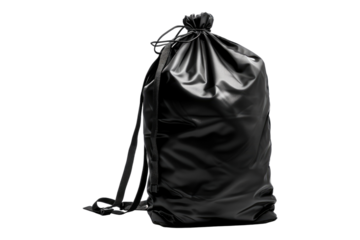 Black sport bag isolated on transparent background