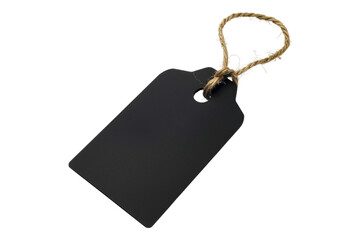Blank black price tag isolated on transparent background
