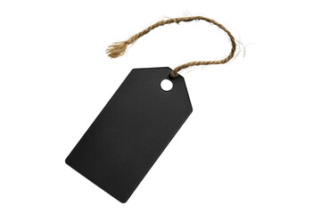Blank black price tag isolated on transparent background